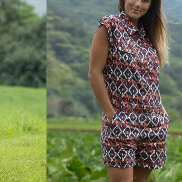 Kavu | Freeland Desert Paint Southwestern Artistic Print Sleeveless Romper - Picture 1 of 13